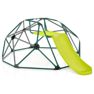 Geometric Dome Climber with Slide and Fabric Cushion-Grey