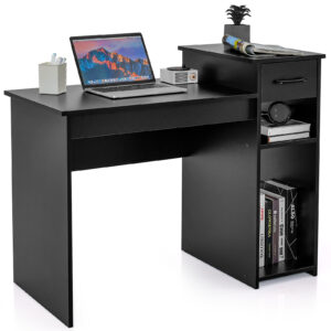 Laptop PC Computer Desk with Drawer and CPU Stand-Black