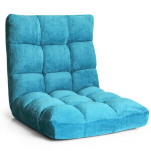 Coral Velvet Floor Gaming Chair with 14-Position Adjustable Back-Turquoise