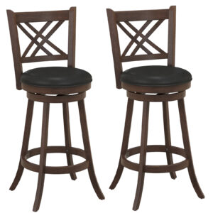 Upholstered Counter Height Barstools with PU Surface and Rubber Wood Frame-29 Inches