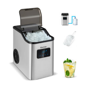 Countertop Nugget Ice Maker with 2 Ways Water Refill-Silver