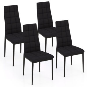 Dinging Chair Set of 4 with Ergonomic Backrest and Anti-slip Foot Pad-Black
