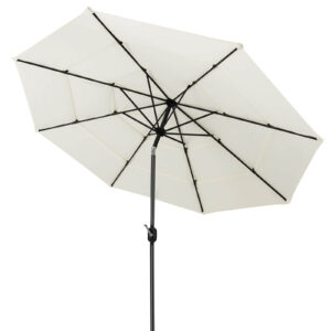3 Meter Double Vented Outdoor Umbrella with Push Button Tilt and Manual Crank-Beige