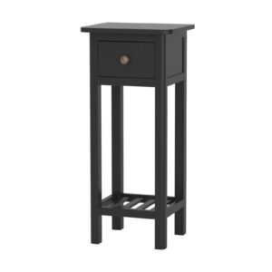 End Table with Storage Shelf and Drawer-Black