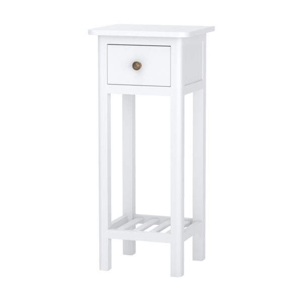 End Table with Storage Shelf and Drawer-White