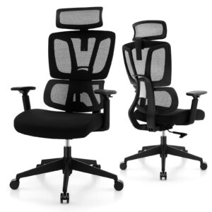Ergonomic Mesh Office Chair with N Type Lumbar Support-Black