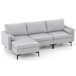 Extra Large L-Shaped Sofa with 4 USB Ports
