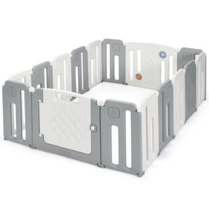 Foldable Baby Playpen with Drawing Board for Indoor Outdoor-Grey