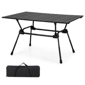 Heavy-Duty Aluminum Camping Table Folding Outdoor Picnic Table-Black