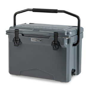 21 L Hard Cooler with Aluminum Handle and Integrated Cup Holders-Dark Grey