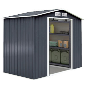 Galvanized Metal Garden Shed with Foundation-9 x 6FT