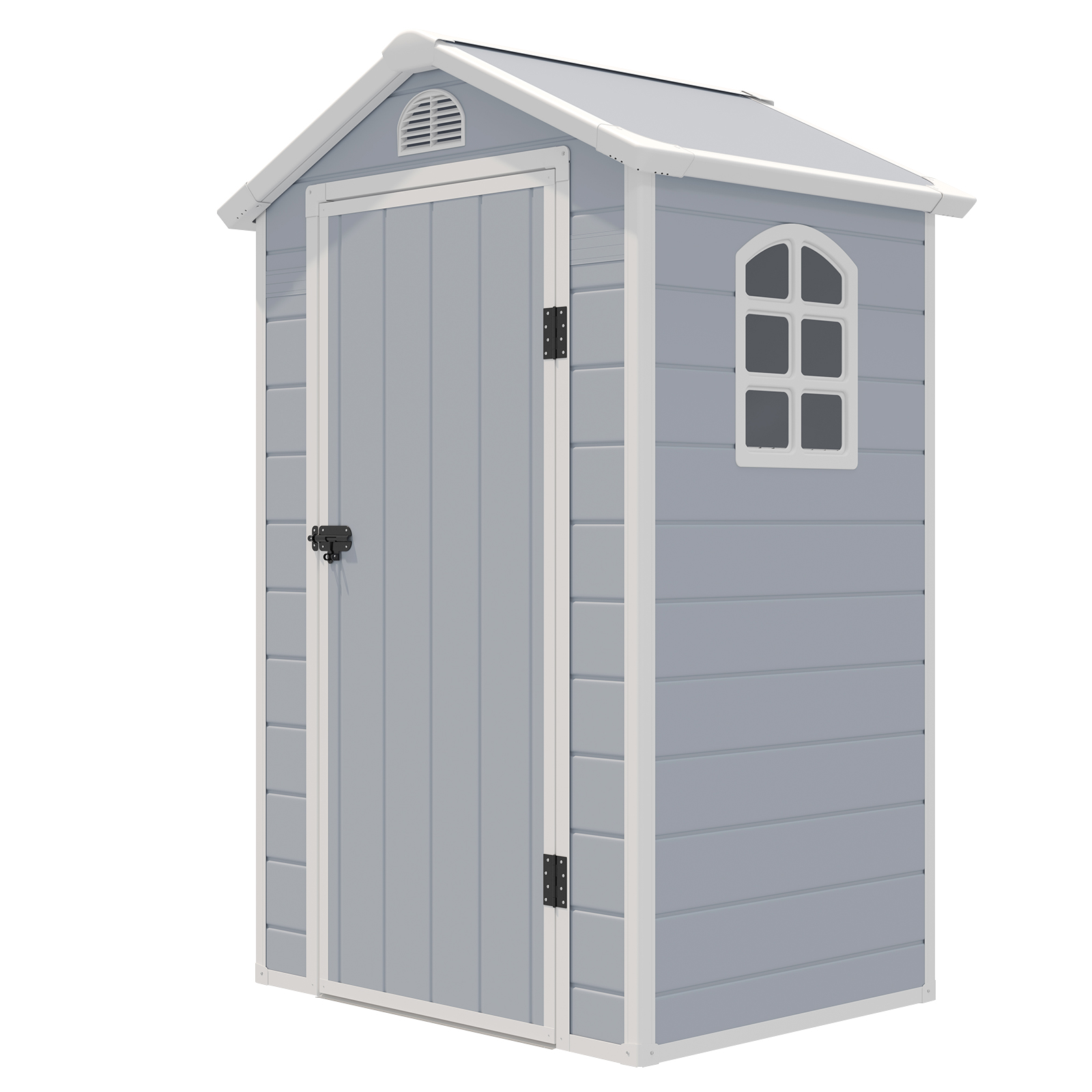 Outdoor Storage Shed with Lockable Door Window and Air Vents-Grey