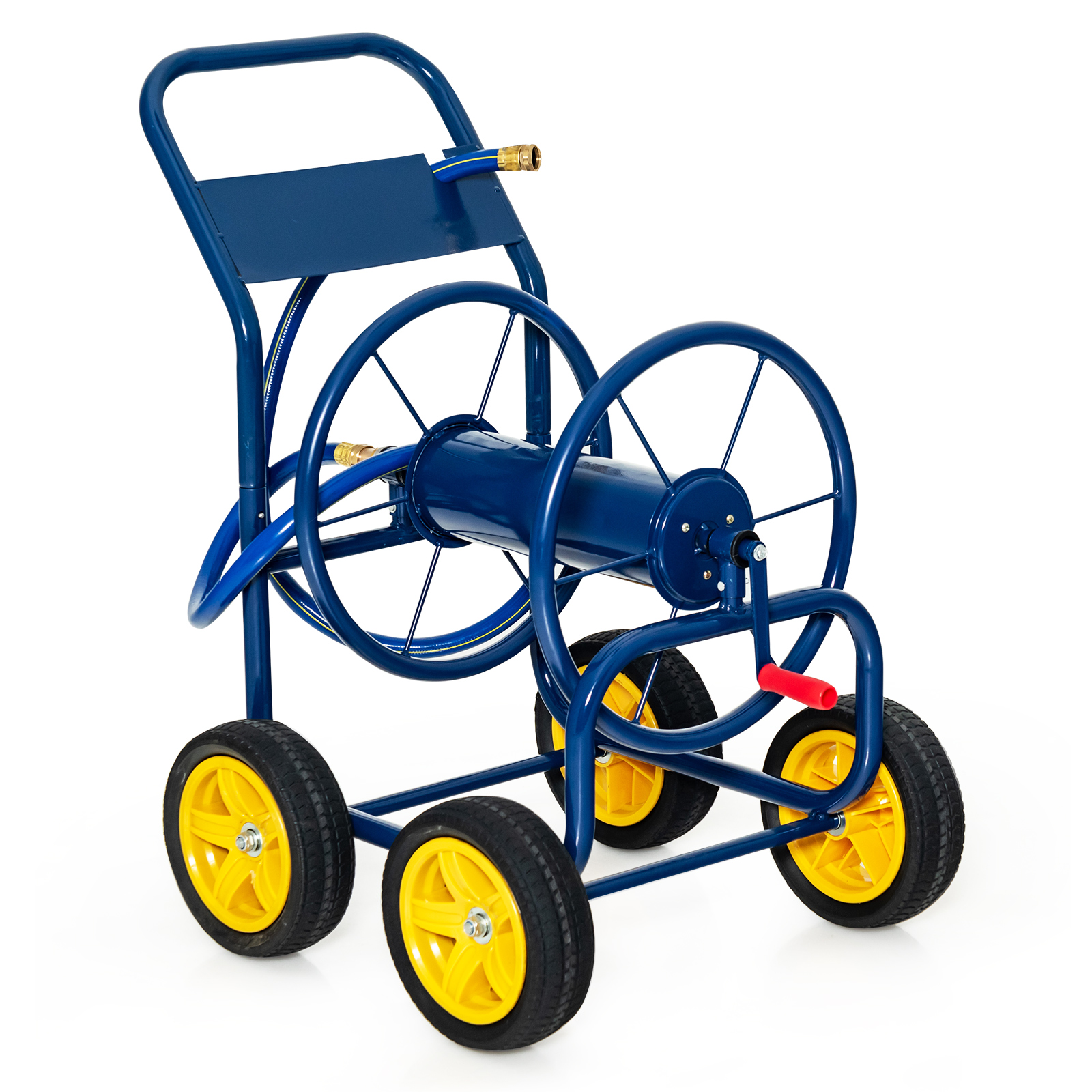 Garden Hose Reel Cart with Wheels and Non-slip Grip-Blue