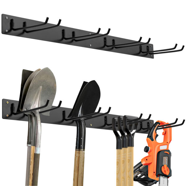 Garden Tool Organizer with 8 Hooks for Shovels