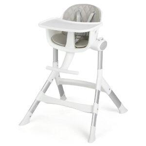 Adjustable Baby Highchair with Removable Tray and 5-Point Safety Harness-Grey