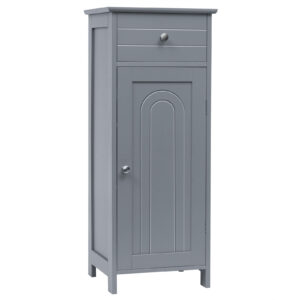 1-Door Freestanding Bathroom Storage Cabinet with Drawer and Adjustable Shelves-Grey