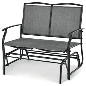2-Person Patio Swing Glider Bench with Heavy-Duty Steel Frame-Grey