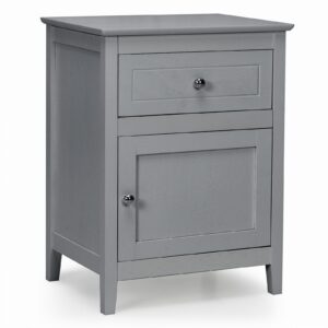 2-Tier Modern Badroom Nightstand with Drawer-Grey
