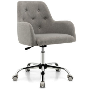 Height-adjustable Reception Chair with Rolling Casters for Office-Grey