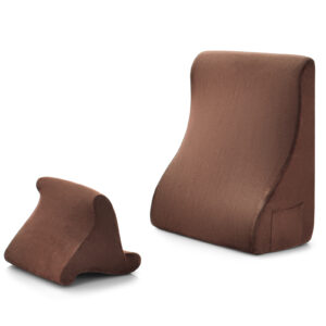 Wedge Pillow Set with Tablet Pillow Stand and SidePockets-Brown