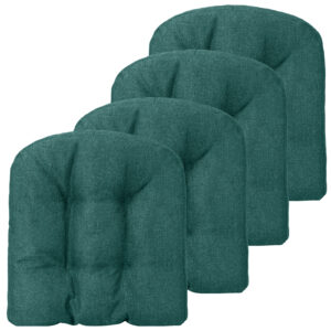 Set of 4 Tufted Seat Chair Cushions with Non-Slip Backing-Green