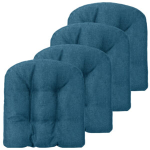 Set of 4 Tufted Seat Chair Cushions with Non-Slip Backing-Navy