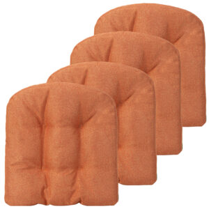 Set of 4 Tufted Seat Chair Cushions with Non-Slip Backing-Orange
