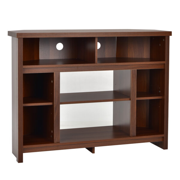Wood Corner Universal TV Stand with Storage Cabinets and Adjustable Shelves-Coffee