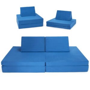 4-Piece Convertible Kids Couch with Folding Mats