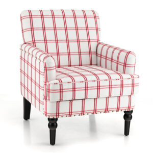 Upholstered Accent Chair with Nailhead Trim for Living Room Office-Red