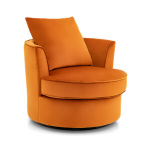 Upholstered Lounge Velvet Accent Chair with Backrest Cushion -Orange