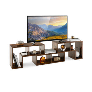 3 Pieces Convertible TV Stand for TVs up to 65 Inches-Rustic Brown