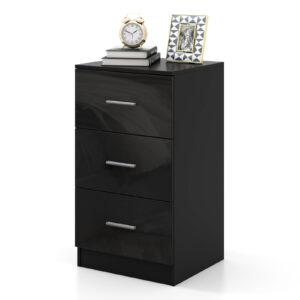 3-Drawer Wooden Dresser Cabinet with Anti-Toppling Device-Black