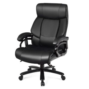 PU Leather Massage Office Chair with Thick Foam Cushion-Black