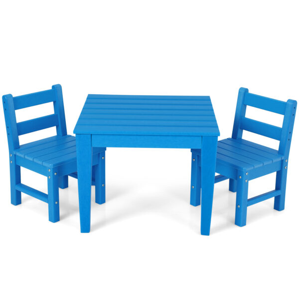 3-Piece Kids Table and Chair Set for Painting and Dining-Blue