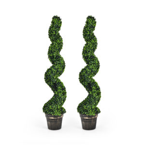 Set of 2 Artificial Spiral Topiary Tree