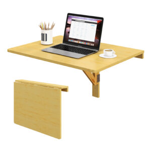 Wooden Folding Wall-Mounted Drop Leaf Table-Natural