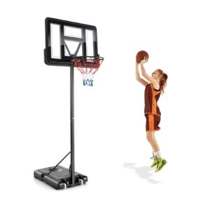 Height Adjustable Basketball Hoop System with Wheels and Backboard