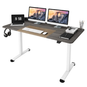 Height Adjustable Home Office Computer Desk with Headphone Hook-Grey