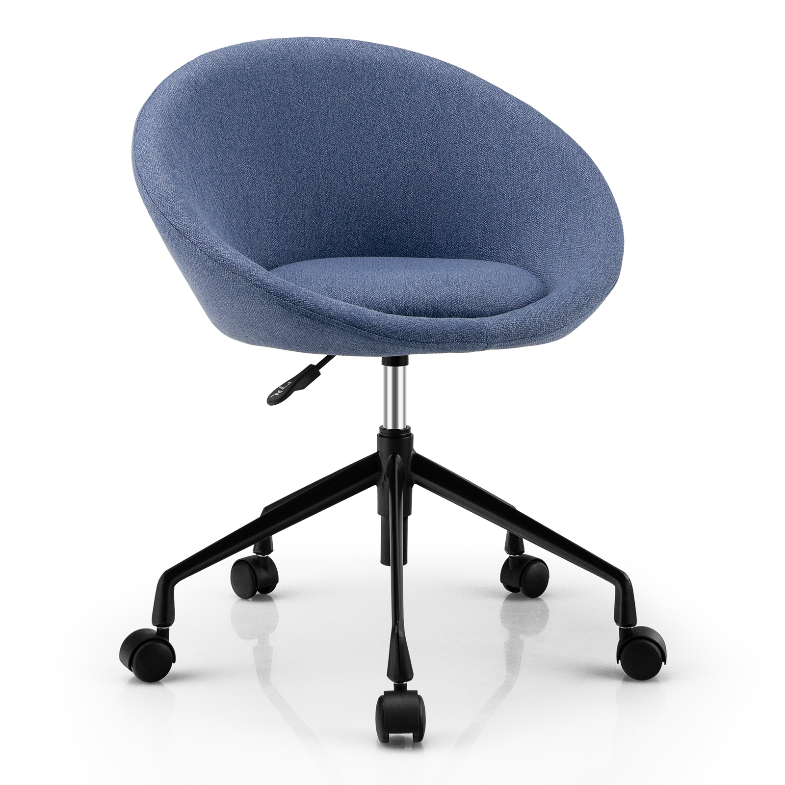 Modern Height Adjustable Swivel Accent Chair with Flexible Casters for Study Room and Make-up Room-Blue