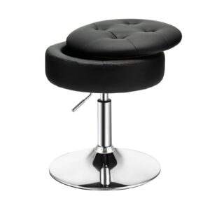 360° Swivel Vanity Stool with Removable Tray Lid-Black