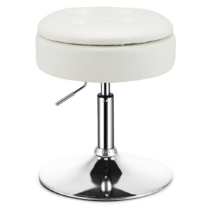 360° Swivel Vanity Stool with Removable Tray Lid-White
