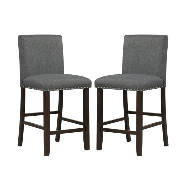 Upholstered Bar Stool Set of 2 for Dining Room Kitchen Restaurant-Grey