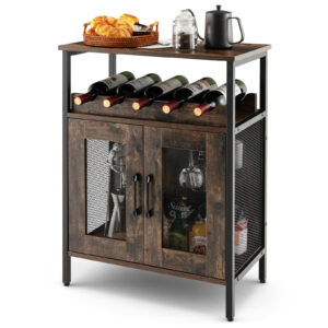 Industrial Kitchen Storage Cabinet for Dining Living Room -Rustic Brown
