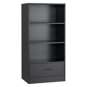 Wooden Storage Bookshelf Cabinet with 3-Tier Open Shelves and Drawer-Black