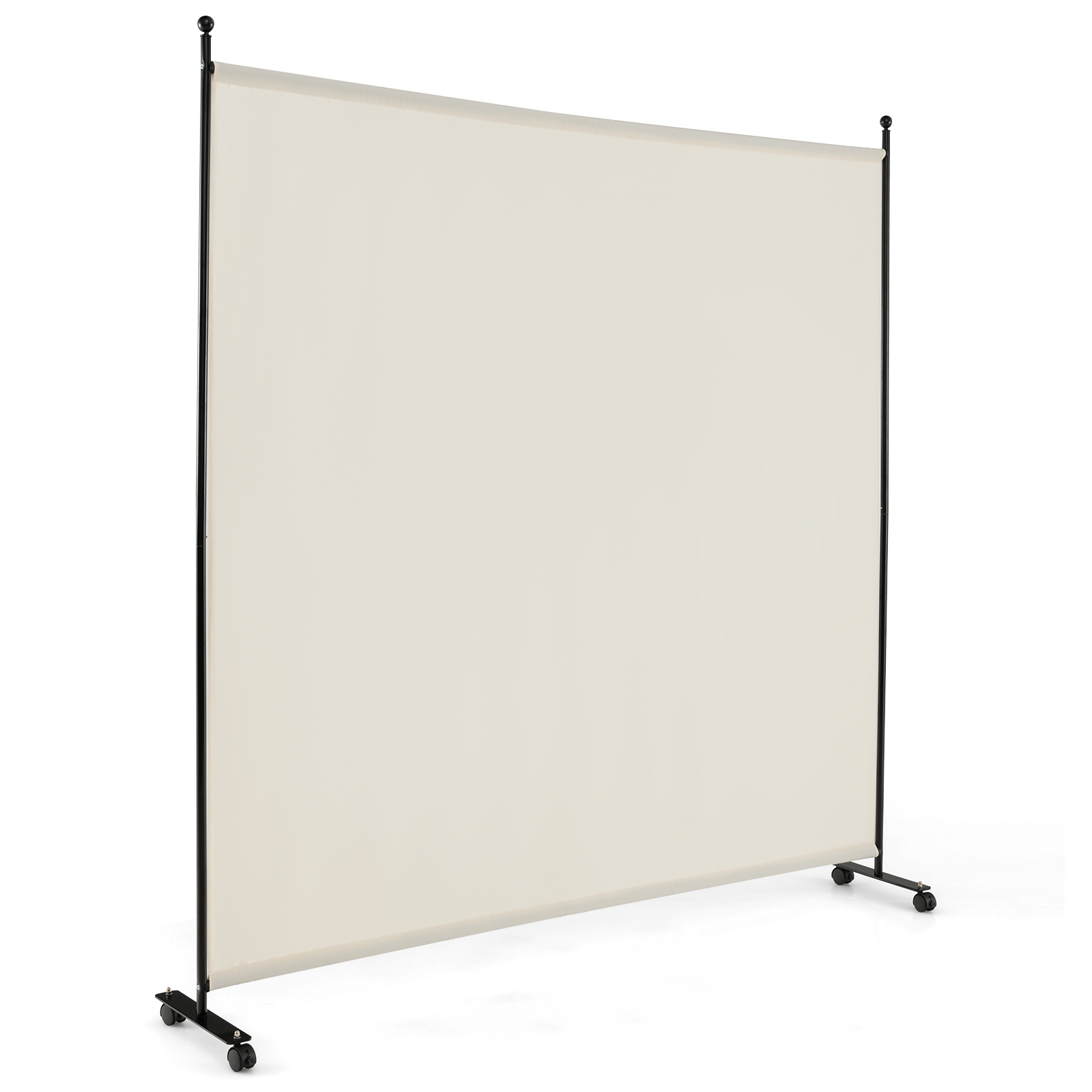 Single Panel Rolling Room Divider with Smooth Wheels-White