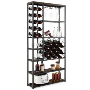 27 Bottles Tall Wine Rack with Glass Holders and Anti-tipping Device