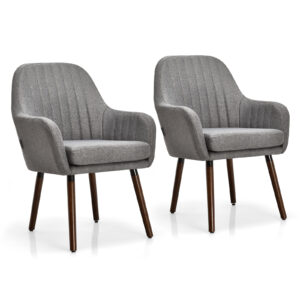 Set of 2 Leisure Chairs with Rubber Wood Legs-Grey