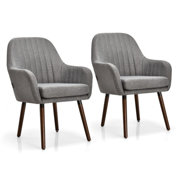 Set of 2 Leisure Chairs with Rubber Wood Legs-Grey