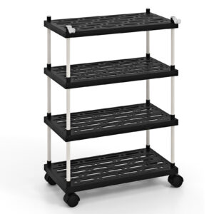 4-Tier Slim Storage Cart with Lockable Wheels-Black